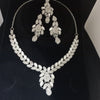 Exquisite Silver Leaf Drop Necklace and Earrings Set - Elegant Artificial Jewelry for Special Occasions