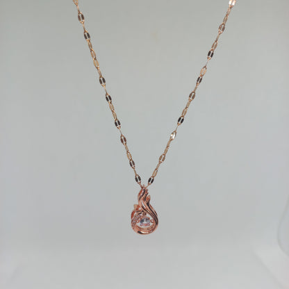 Elegant Rose Gold Teardrop Pendant Necklace with Crystal Accent