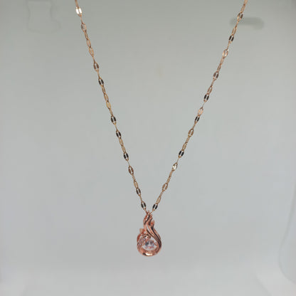 Elegant Rose Gold Teardrop Pendant Necklace with Crystal Accent