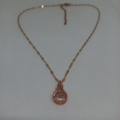 Elegant Rose Gold Teardrop Pendant Necklace with Crystal Accent